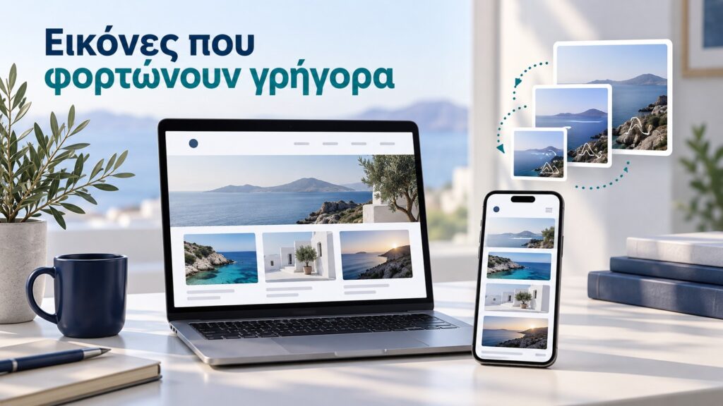 symvoliki synthesi me laptop kinito kai eikones istoselidas se diaforetika megethi